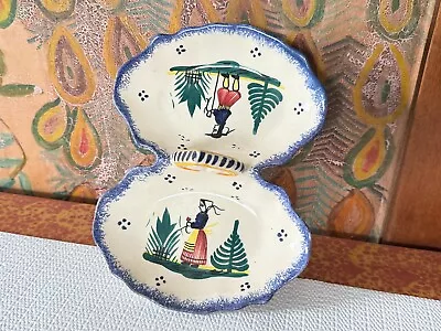 Buy Antique Henriot Quimper French Faience Pottery Divided Serving Dish Tray • 142.08£