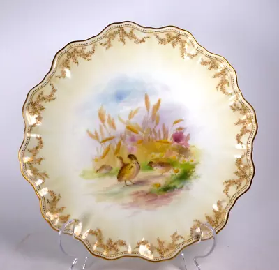 Buy DOULTON BURSLEM HAND PAINTED CABINET PLATE PAINTED WITH PARTRIDGE BIRDS C.1886 • 0.99£