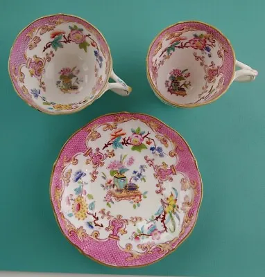 Buy Minton Antique 3970 English 2 Cups And Saucer Pink C1880 Victorian Mintons • 115.15£