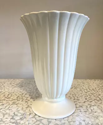 Buy Vintage Dartmouth Pottery Cream Ribbed Vase 8 Inch High Classic • 22£