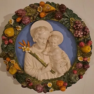 Buy Della Robbia Style Saint Joseph And Child Plaque • 75£