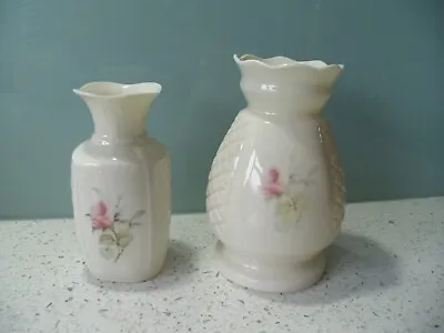 Buy Irish Parian Donegal China Pair Of Pink Rose Decorated Small Vases Good Conditio • 30£