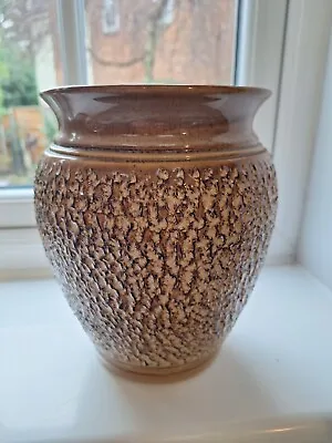 Buy Vintage DENBY 23cm Brown BRACKEN Textured  Studio Pottery Vase • 30£