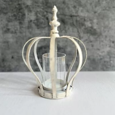 Buy White Rustic Crown Tea Light Holder Vintage Style Candle Holder Home Ornament • 13.95£