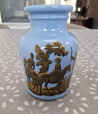 Buy Antique 1856 Prattware Blue English Mustard Jar, Meat Paste Jar, Hunting Scene • 29.99£