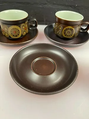 Buy 2 X Denby Arabesque Tea Cups And 3 Saucers Set • 14.99£