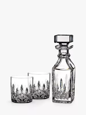 Buy Waterford Lismore Cut Glass Small Square Decanter & Tumblers 3 Piece - Clear A • 189.89£
