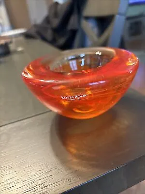 Buy Kosta Boda Atoll Glass Votive Holder Red Orange Swirl Bowl Anna Ehrner Swedish • 19.18£