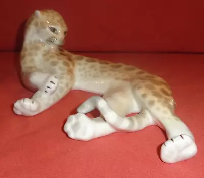 Buy Rare Lomonosov USSR Porcelain Leopard Figurine Animal Ornament • 44.99£