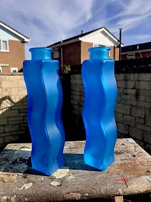 Buy Scandinavian Art Glass Ikea Bud Vases Blue Glass Of Two Flowers Garden 1990 • 10£