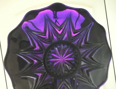 Buy 2 Amethyst Glass / Mourning Glass Plates Looks Black (very Dark Purple) 7 Inch • 30£