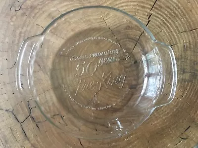 Buy Anchor Hocking Ovenware Clear 9  Pie Plate Commemorating 50 Years Fire-King • 12.53£