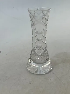 Buy Vintage Lead Crystal Cut Glass Bud Vase Small 4 Inch Tall Floral #RA • 5.68£