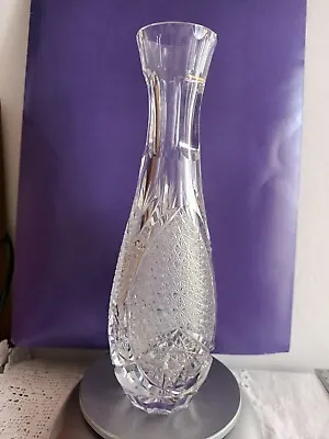 Buy Vintage Cut Crystal Heavy Intricately Cut Vase Star Base  24cm • 9.99£