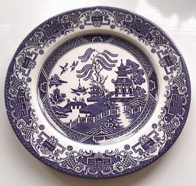 Buy 80’s EIT English Ironstone Tableware Willow Blue & White Dinner Plate 24.5cm Dia • 1.50£