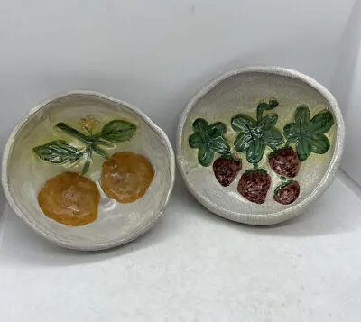 Buy 1960’s MCM Sicilian Folk Art Pottery Footed Fruit Bowls By Artigianato Del Sole • 70.99£