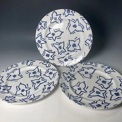 Buy 3 X Vintage Wood & Sons BHS Blue & White Star Flower Floral Dinner Plates • 24.95£