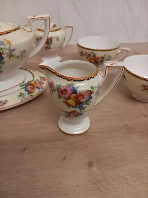 Buy Vintage Crown Ducal  6  Piece Tea Service  With Tea Pot  Lemon Floral Design  • 35£