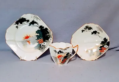 Buy Shelley China Trio Sunset And Flowers 11691 • 50£