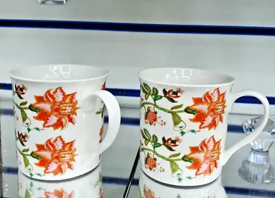 Buy 2x Minton Style Coffee Mugs Set  2 Floral Fine Bone China Tea Coffee Ideal Gift • 20.99£