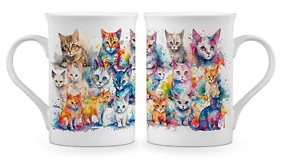 Buy Watercolour Cats & Kittens Cute Pattern Fine Bone China Mug • 10.99£