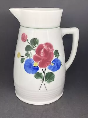 Buy Vintage Lilien Porzellan, Porcelain Of Austria, Red Blue & Floral Jug, 14cm • 3£