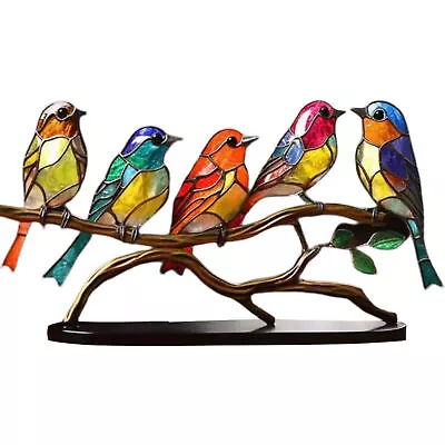 Buy Indoor Bedroom Stained Glass Birds Living Room Desktop Ornaments Vivid On Branch • 11.59£