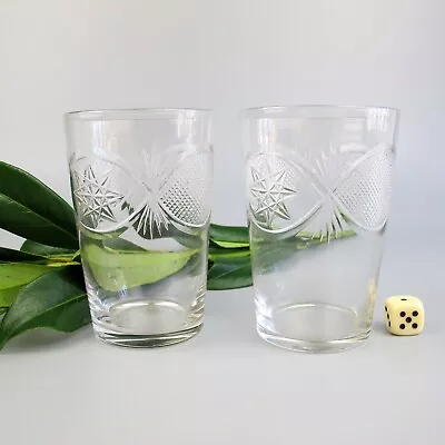 Buy Tumblers, Wine, Sherry, Port Glasses Sets. 1970's Vintage Clear Cut/etched Glass • 8.99£