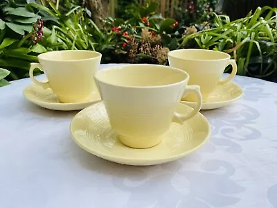 Buy Vintage Woods Ware Jasmine Tea Set Tea Cups & Saucers X3 Custard Yellow C. 1950s • 18£