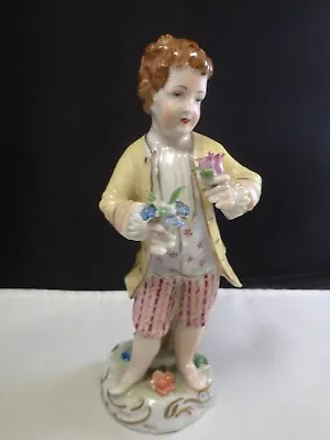 Buy Carl Thieme Dresden China Figurine Young Boy  With Flowers   • 75.83£
