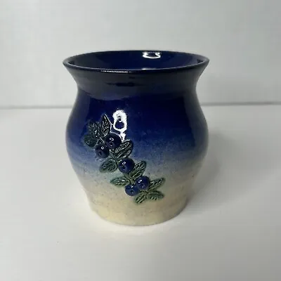 Buy Richard Johnson Camden Maine Pottery Vase Crock W/ 3D Blueberry Design 4  • 16.30£