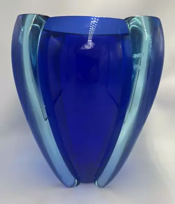 Buy 1996 Large Venini 'Alboino' Blue Glass Vase Signed Tina Aufiero - Large Crack • 250£