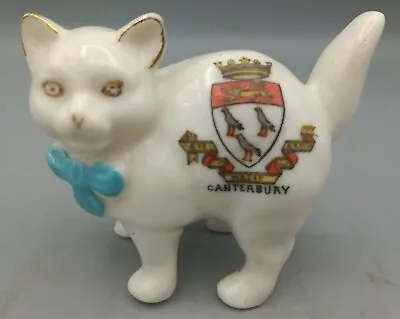 Buy Willow Art Crested China Cat - Canterbury VGC Height 7cm • 6.99£