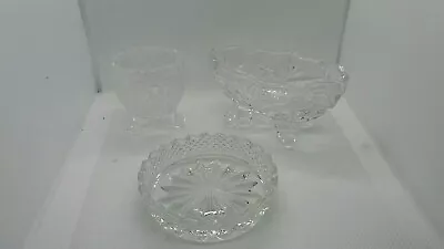 Buy 3 X Small Vintage Lead Crystal Glass Trinket Pots /Bowls  • 11.50£