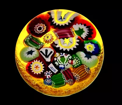 Buy JOHN DEACONS PAPERWEIGHT Abstract Millefiori On Amber SCOTLAND DATE CANE 2010 VG • 94.99£