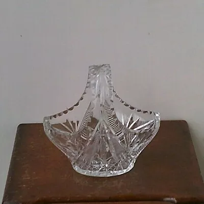 Buy Vintage Bohemian Hand Cut 24% Lead Crystal Basket Shaped Vase. • 14.99£