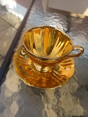 Buy Royal Winton Golden Age Footed Teacup & Saucer Gold Lustreware England Tea Cup • 9.99£