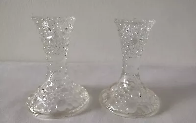 Buy Vintage Glass Candlestick Candle Holders Bubble Glass Pair • 8£