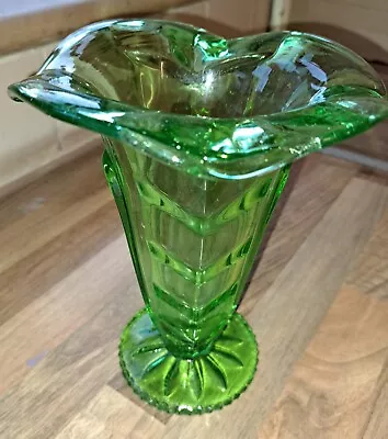 Buy Large Vintage - Green - Heavy Moulded Glass Vase • 16.99£