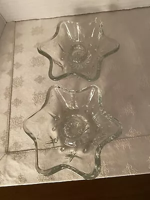 Buy Vintage Clear Glass Star Shape Candle Holders Set Of 2 • 8.64£