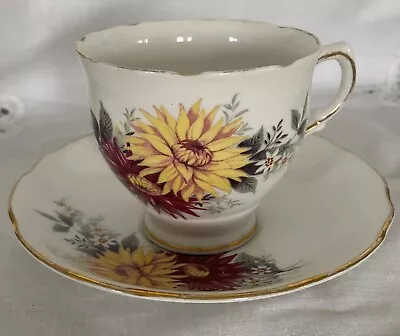 Buy Royal Stafford Dahlia Cup Gold Trim Tea Cup And Saucer Vintage • 23.65£