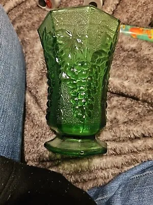 Buy Vintage 1930s Glassware Anchor Hocking Emerald Green Glass Vase Grapes Antique • 18.97£