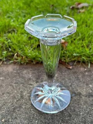 Buy Vintage  Art Deco Clear Crystal Glass Candlestick Holder • 0.99£