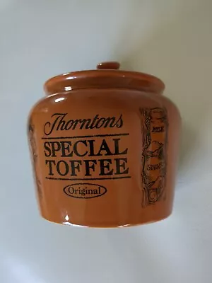 Buy Vintage Thorntons Special Toffee Jar & Lid 130-150mm Diameter Terracotta Colour • 8.99£