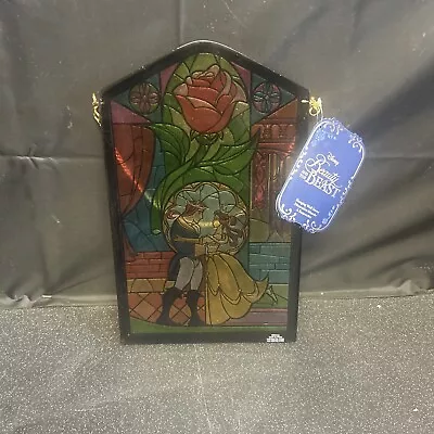 Buy New Disney Beauty And The Beast Stained Glass Window Hanging Wall Art Work Decor • 59.99£