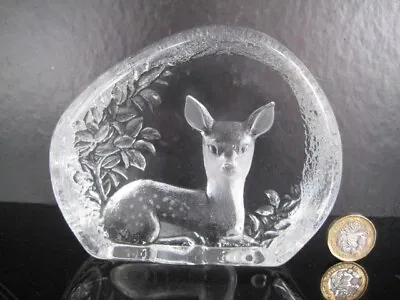 Buy Royal Krona Mats Jonasson Swedish Crystal Glass Fawn Deer Sculpture Paperweight • 22.99£