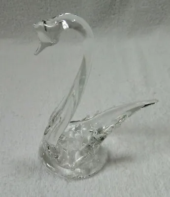 Buy Lovely Hand Blown Crystal Art Glass Swan Figurine / Ornament 14cm Tall • 9.23£