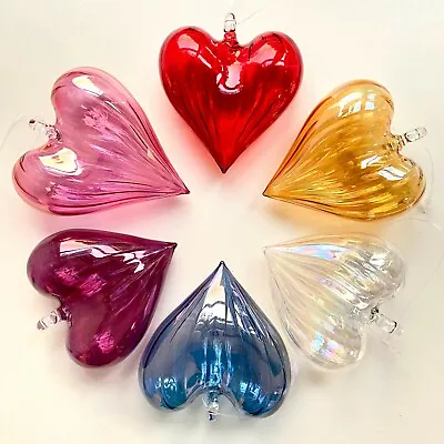 Buy Handmade Glass Heart Ornament/Christmas Decoration - Various Colours - Gorgeous! • 9.25£