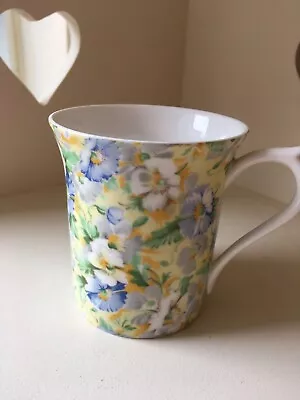 Buy Queen’s China - English Fine Bone China Yellow / Blue Allover Floral Mug 175ml • 11.40£
