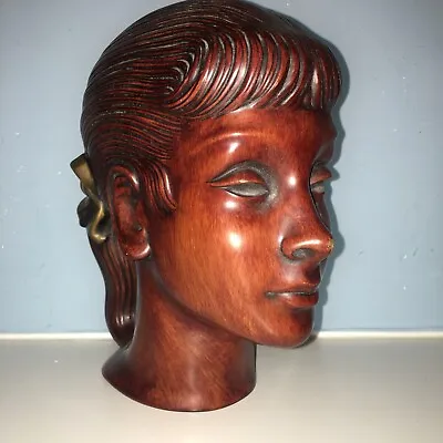 Buy Vintage German Achatit Pottery Female Lady Head Freestanding • 55£